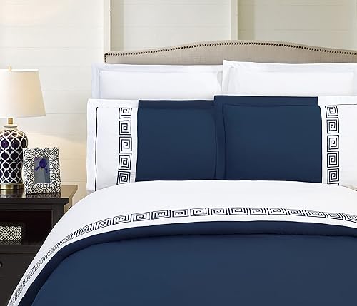Elegant Comfort Luxurious Hotel Collection - Juego de funda de edredón súper suave de 1500 hilos, calidad egipcia, 2 piezas, patrón griego, tamaño