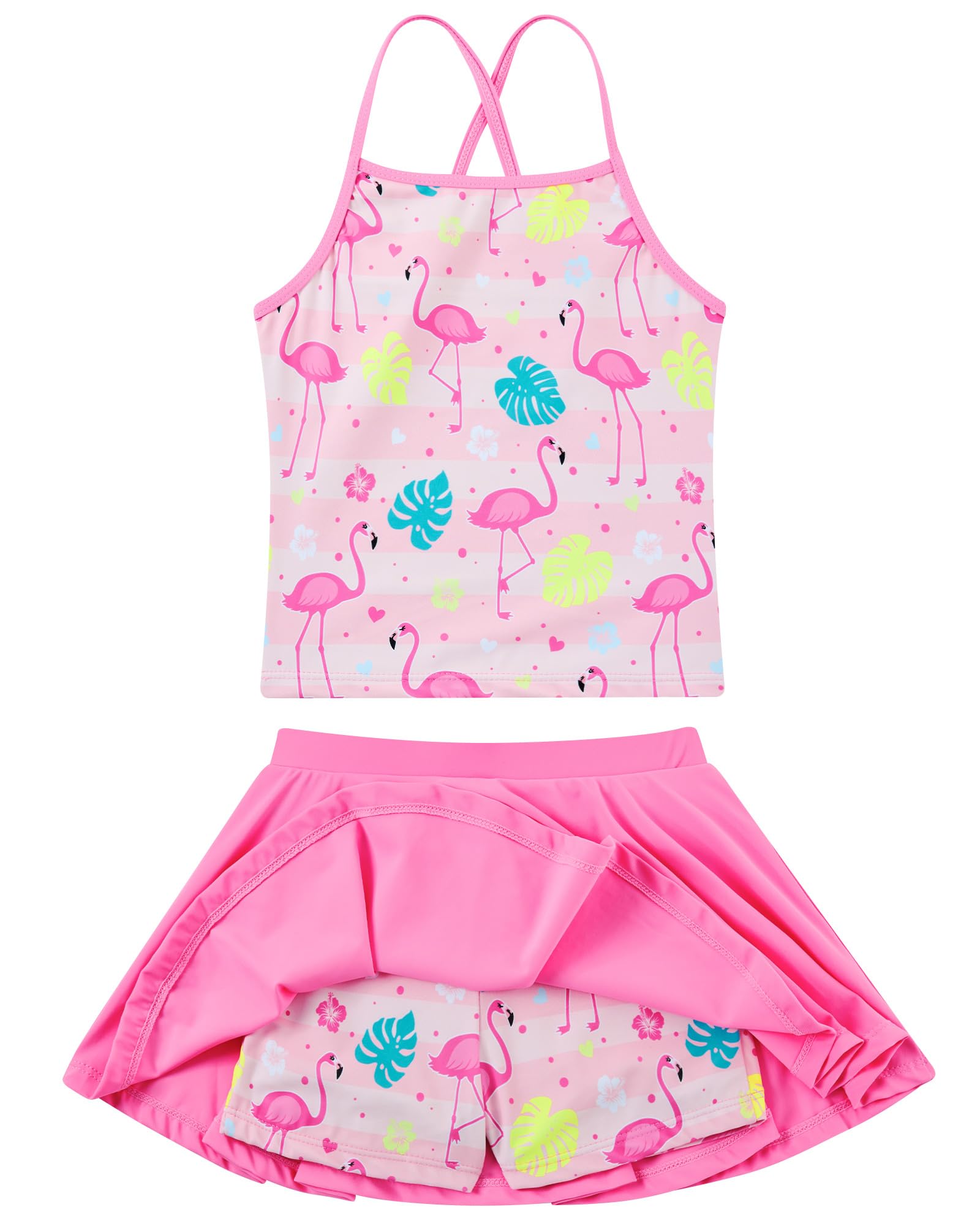 Taubow Girls Tankini Swimsuit Two Piece Bathing Suit with Adjustable Strap 3-13 Years