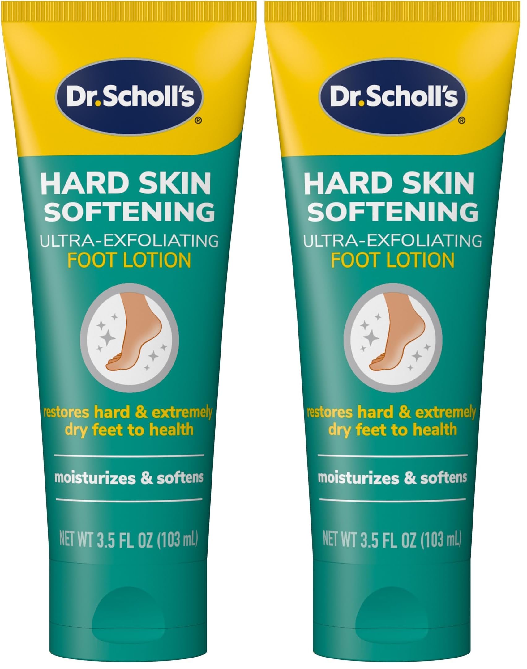 Dr.Scholl's Dry,Flaky Skin Remover Ultra Exfoliating Foot Lotion Cream,Moisturizer with Urea for Rough Dry Cracked Feet, Heal&Soothe for Healthy Looking Feet,Intensive Foot Skin Care,3.5 oz(Pack of 2)