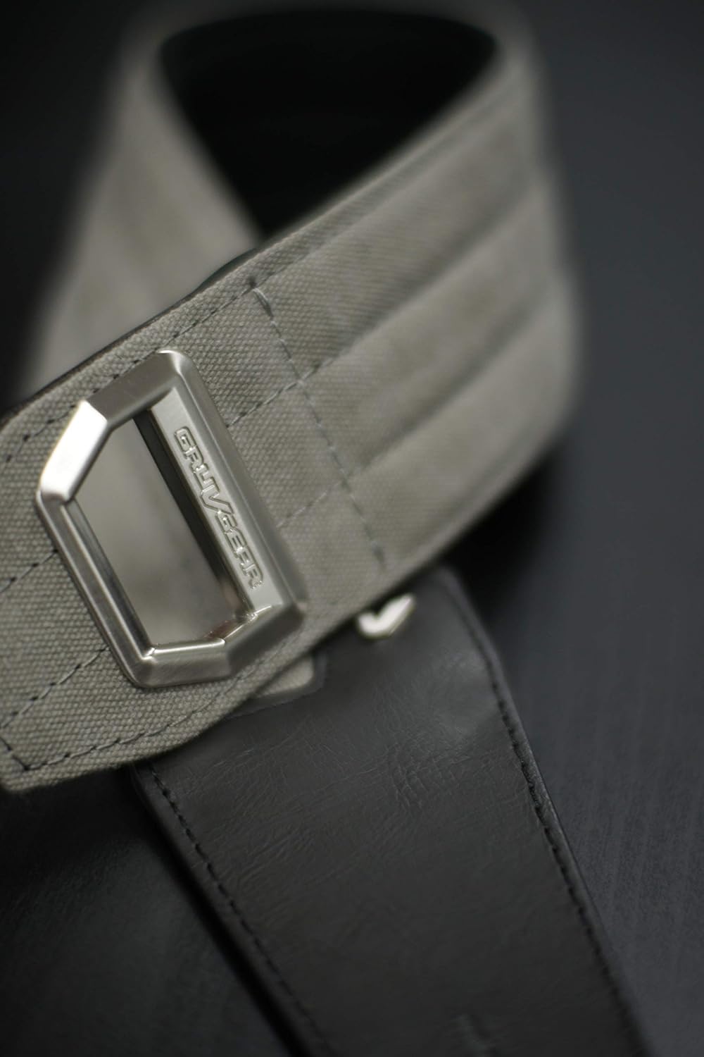 Gruv Gear FABRK Faux Leather Guitar Strap – Comfortable &Thick 3" Wide Neoprene Body with Adjustable Seatbelt Webbing, Prevent Shoulder/Back Pain & 39-48" Length Range – Extra Long Tail – Gray