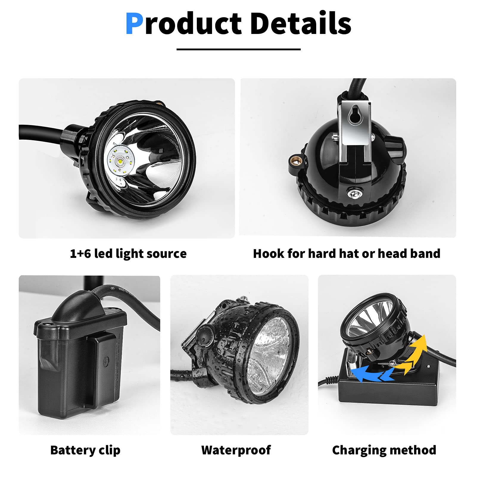 Safety Mining Light - Linterna frontal profesional recargable para minería, 1+6 LED superbrillante, a prueba de explosiones, impermeable, para mineros de carbón, caza de mapaches, camping, senderismo
