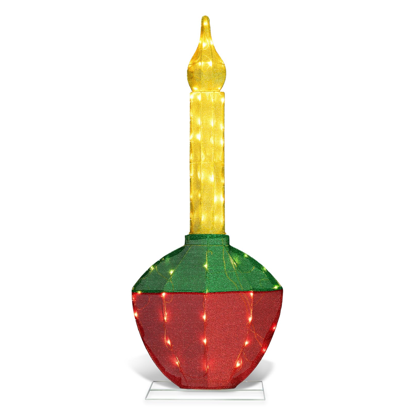 Christmas Bubble Light 48’’H Pre-Lit with 60 Warm White LED Lights, Battery Operated with Timer, Twinkling and Flowing, Traditional Decoration