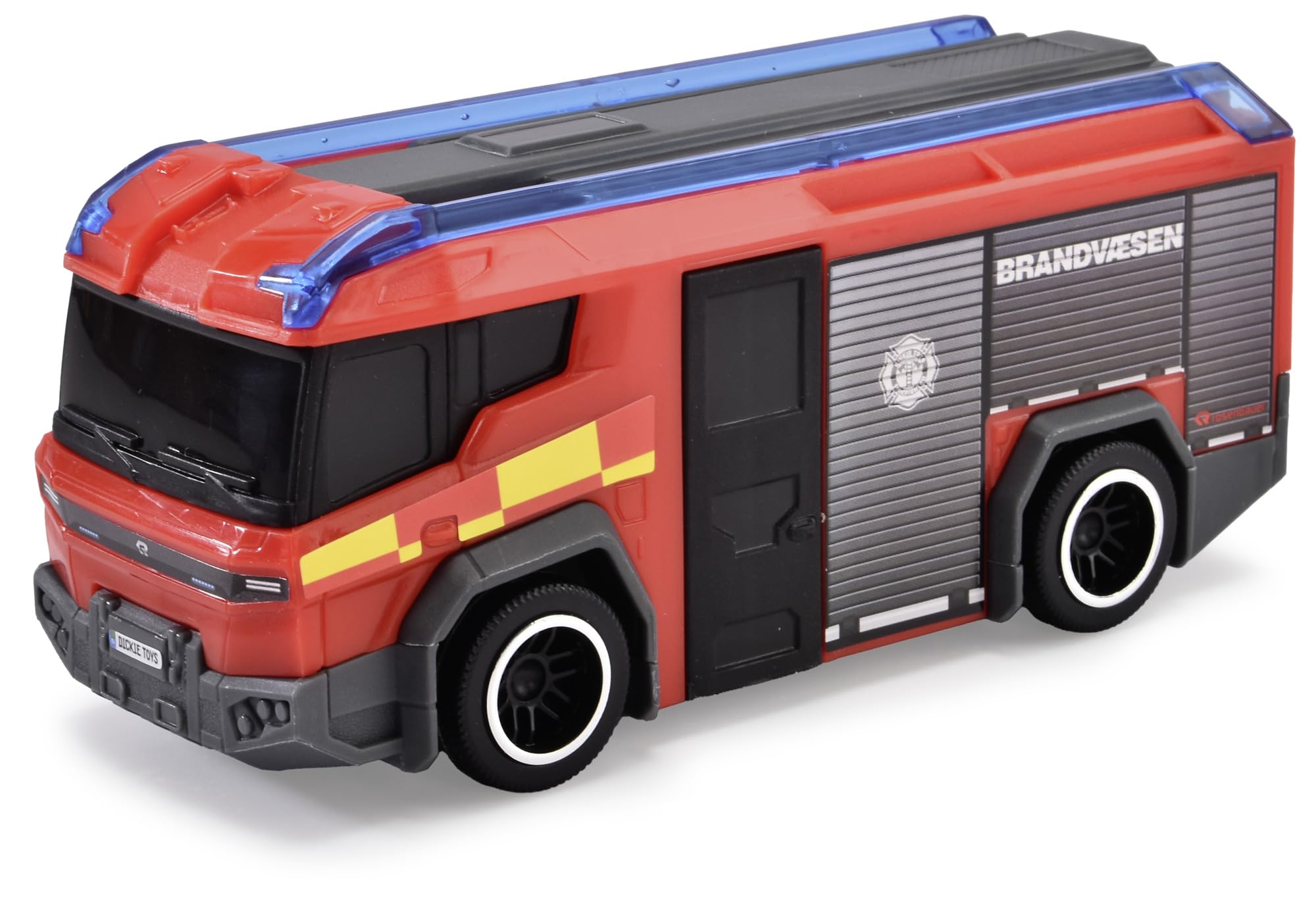 Dickie Toys 203716026018 - Stazione di salvataggio danese con auto della polizia e camion dei pompieri - Stazione di salvataggio con luce, suono, inclusi auto della polizia danese e api antincendio