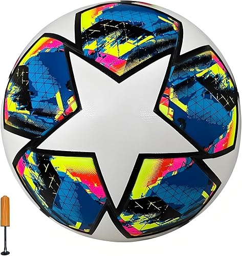 Soccer Ball Size 5, with Pump & Needles, Outdoor Sports Official Match Soccer Ball for Adult Youth Training Practice Ball for Indoor