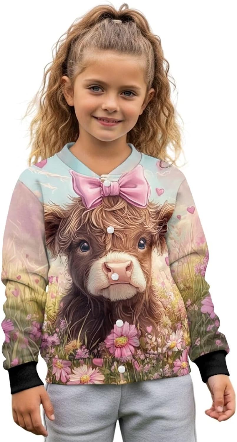 Jacket for Girls 5-12Y Long Sleeve Button Down Jackets Coat Back to School Clothes