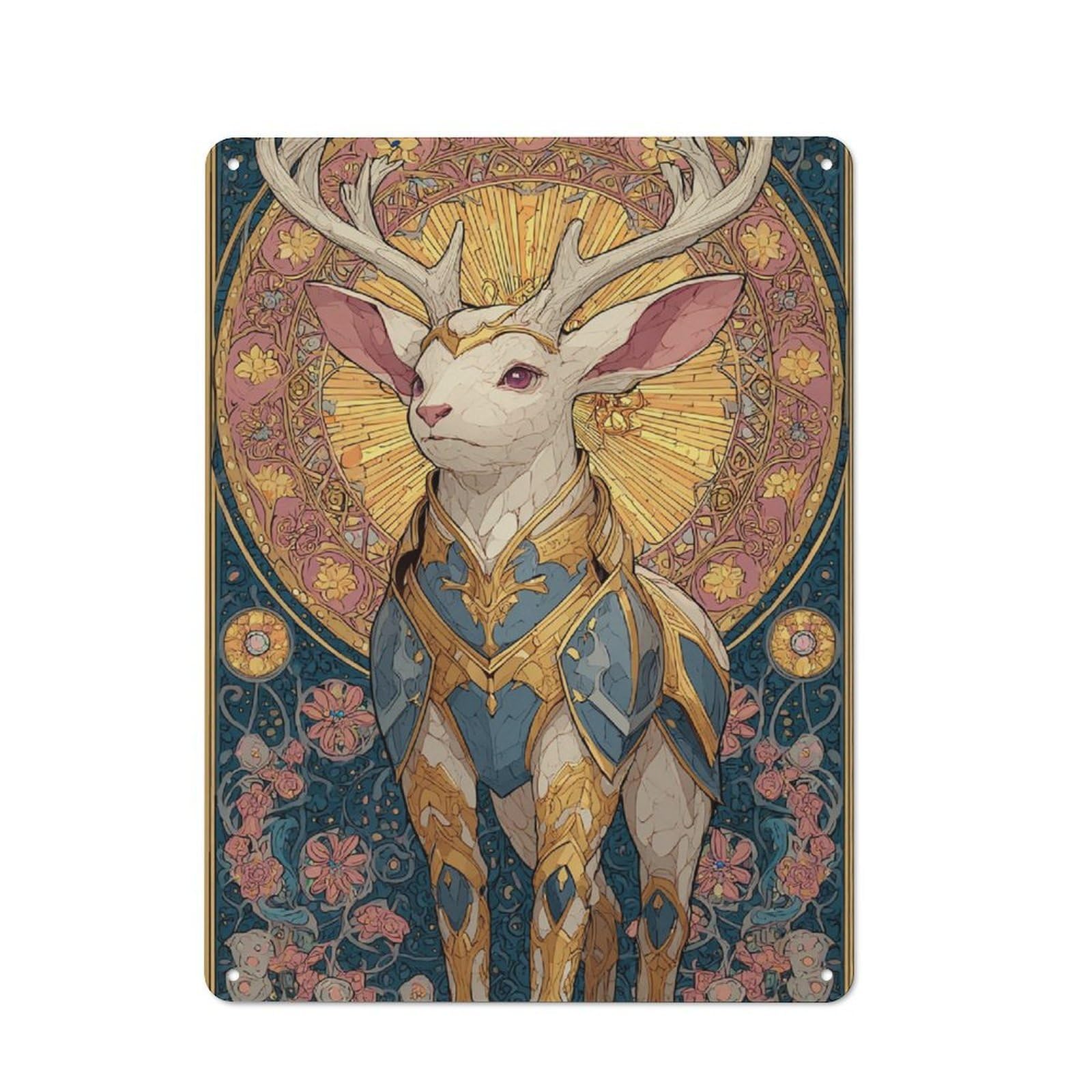 Junmoney Royal Stag Majesty Printed Metal Sign 40X30cm For Studio Or Craft Room, For Creative-Space Collectors
