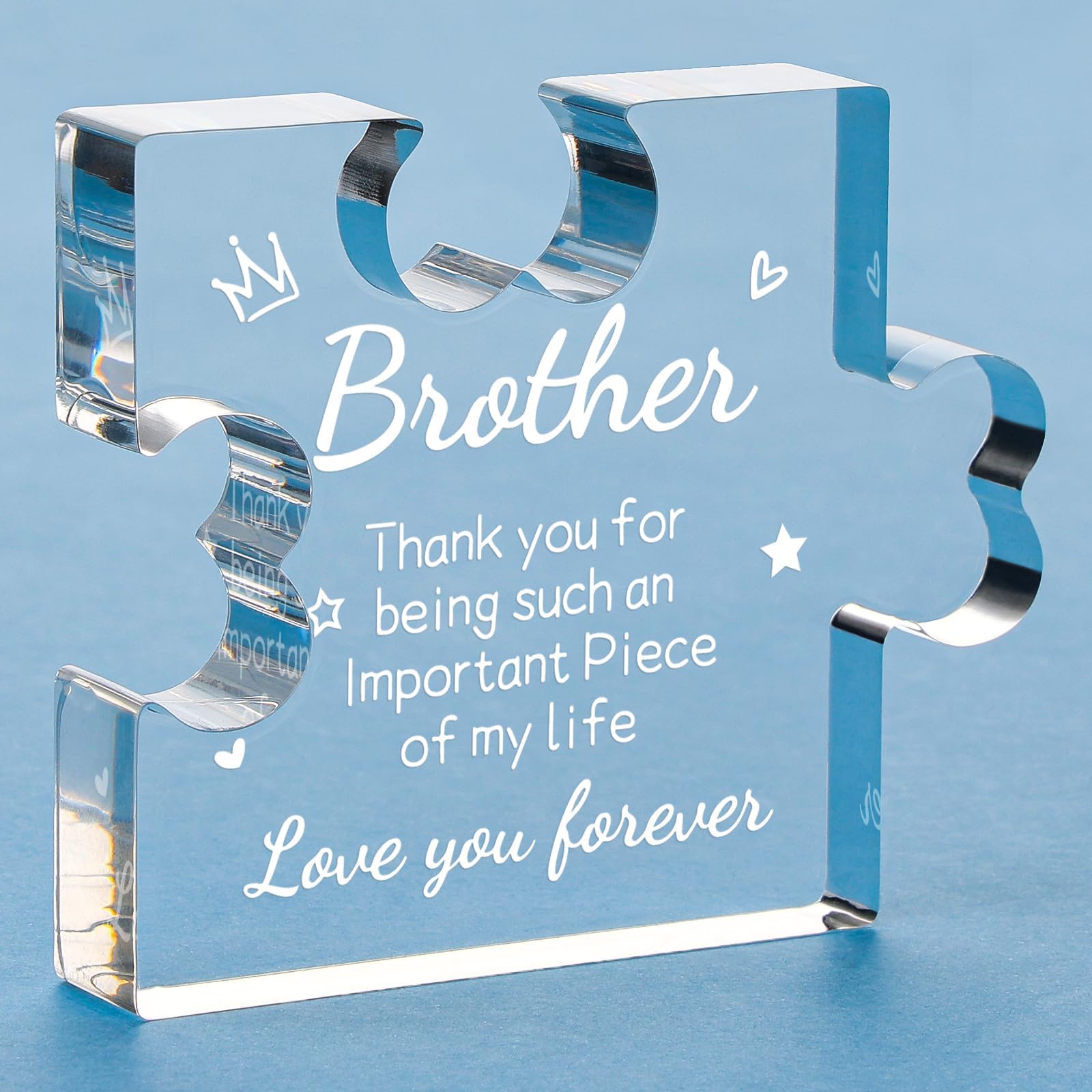 Funnli Gifts for Brother Men Boys Acrylic Plaque - Fathers Day Christmas Valentines Day Birthday Gifts for Brother 3.35 x 2.76 Inch - Brother Son Nephew Grandson Graduation Gifts from Sister