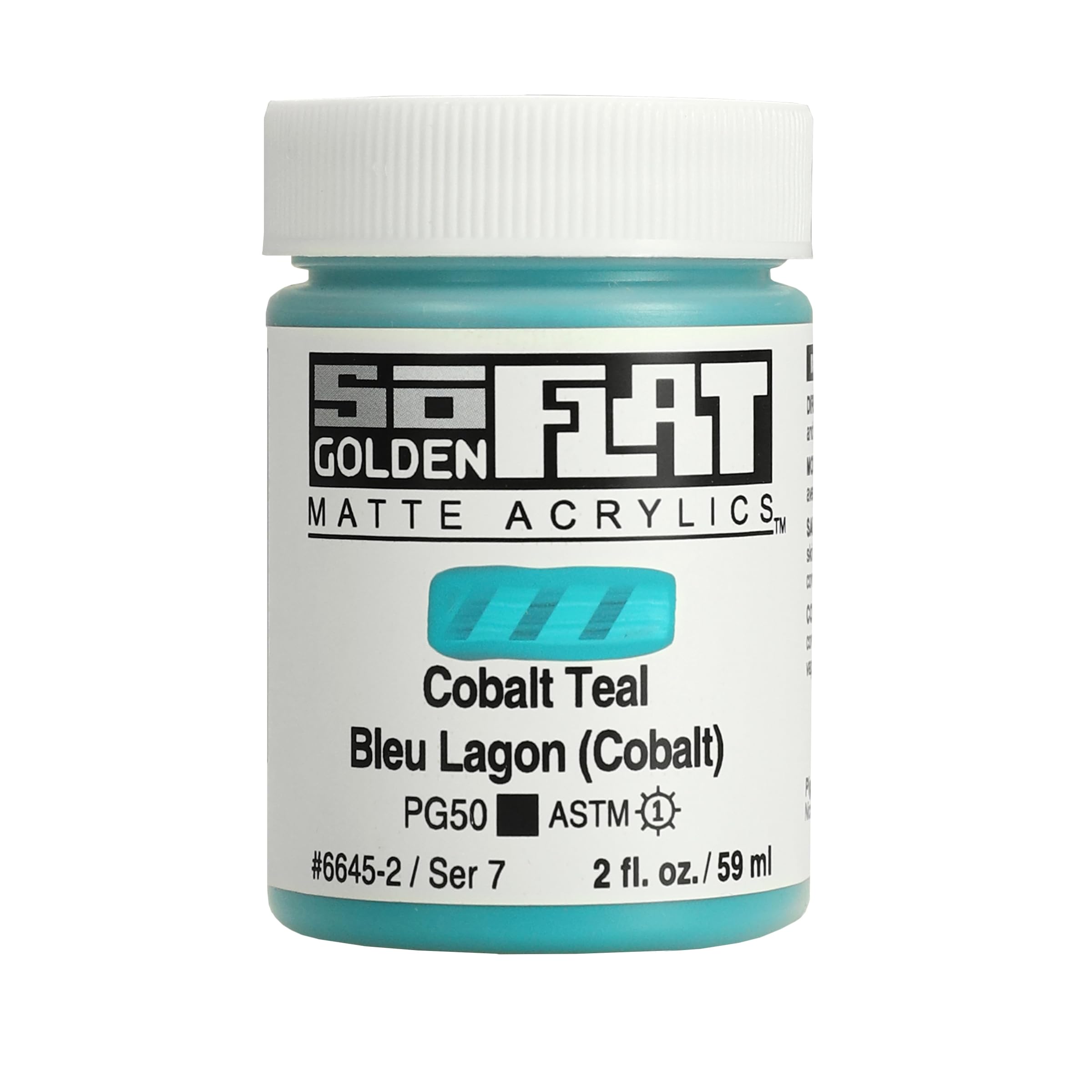 Golden SoFlat Matte Acrylic Paint, 2oz jar, Cobalt Teal (6645-2)