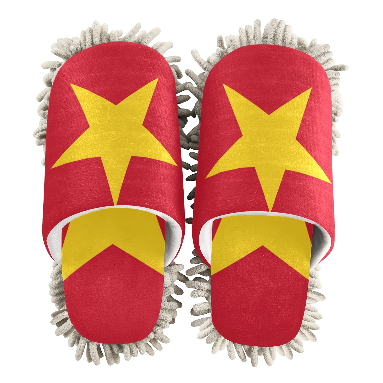 Vietnam Flag Unisex Cleaning Slippers Mop Slippers Shoes Floor Dust Mop