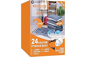 24 Count Vacuum Storage Bags with Electric Pump