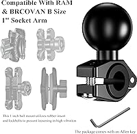 Vista 5 de BRCOVAN Mini base de montaje de aleación de aluminio con bola de TPU de 1 pulgada para rieles redondos de diámetro 0.39 pulgadas, 0.47 pulgadas