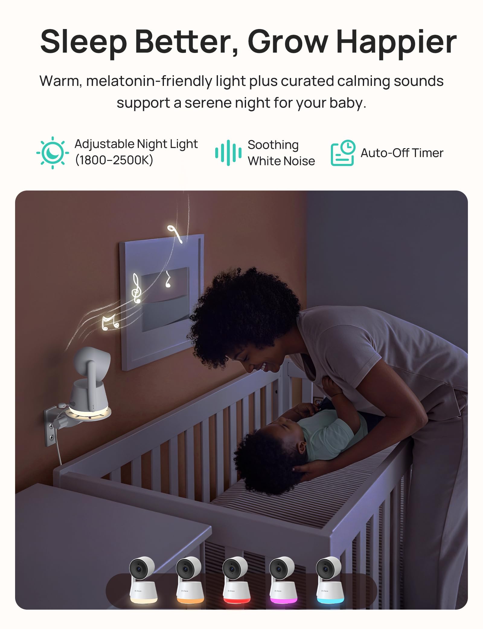 Dr.Care LumiView Plus Baby Monitor WiFi 5.5" – Telecamera 2K, Modalità Privacy, Batteria 5000mAh, Luce RGB, Allarme Pianto, Visione Notturna HD