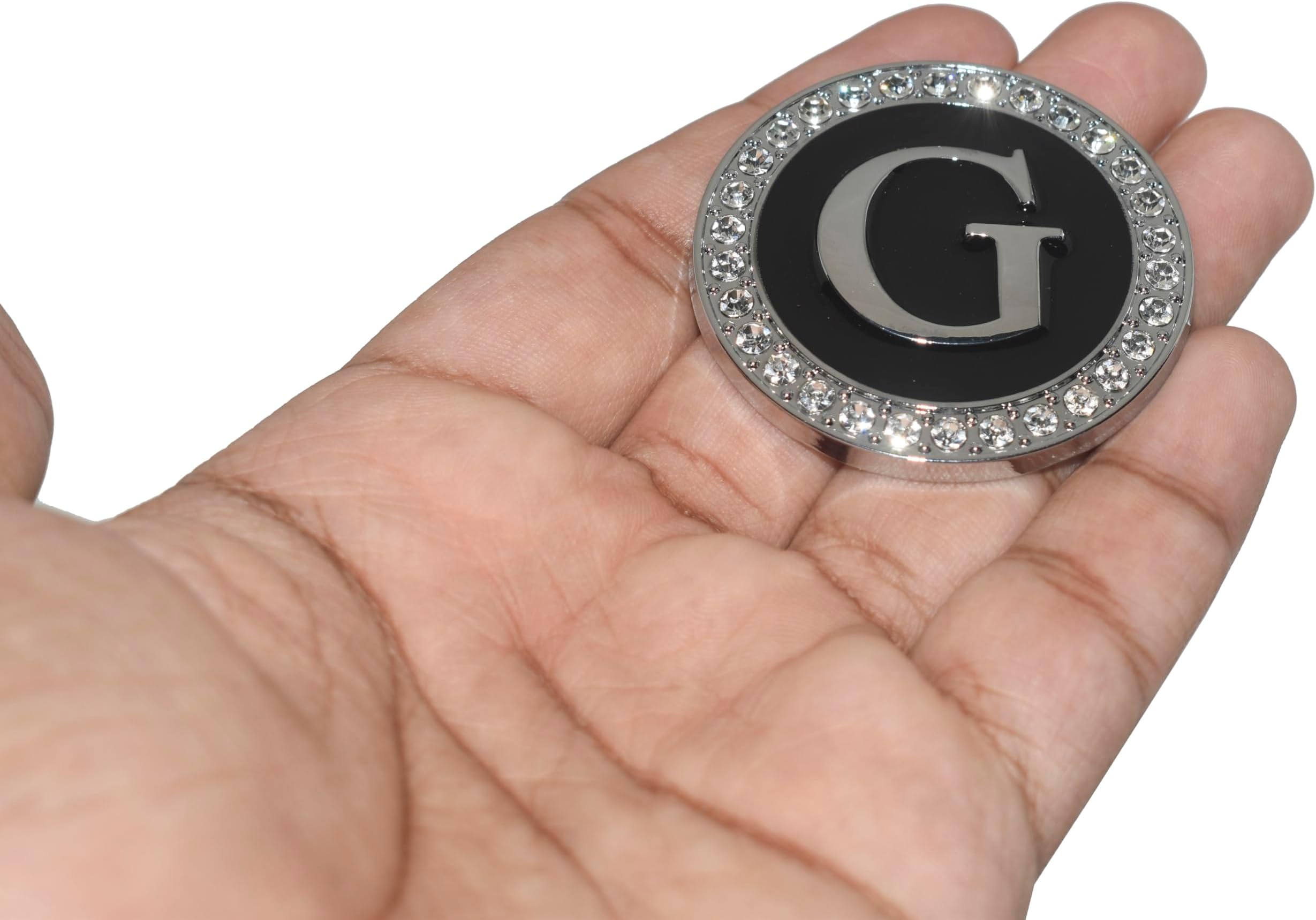 Incognito Dazzling Diamond Metal Alphabet Stickers for Cars, Bikes, Laptops, etc (G - Silver)
