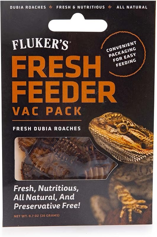 Fluker's Fresh Feeder Vac Pack Dubia Roaches, todo natural y sin conservantes, ideal para insectos que comen reptiles, aves o animales pequeños, 0.7 oz