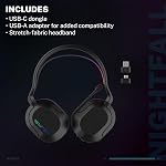 JLab Nightfall Wireless Gaming Headset, All-Night Comfort, 50mm Drivers and Sound Isolating Inner Shelf, Flip-to-Mute Rotating Mic, Dual Wireless Connections, Customization Options with The Lab App