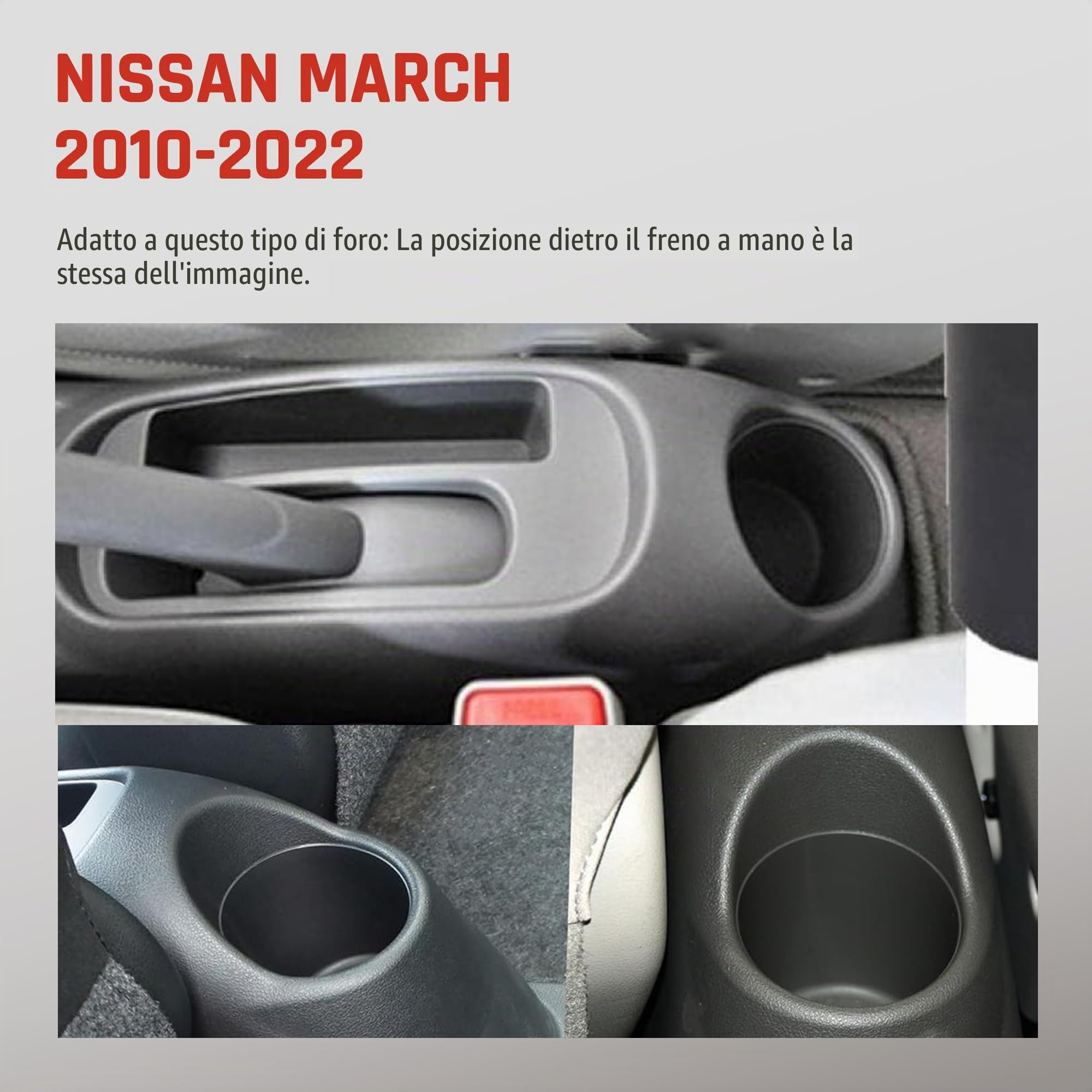 Bracciolo per Auto per Nissan Micra K13 2010-2022 Console Centrale Dell'auto Doppio Strato di Spazio con Portabicchieri Facile da Montare Pelle Confortevole e Resistente Nero (Linea Rossa) | Due ripiani, con portabicchieri, facile da montare, in pelle PU,
