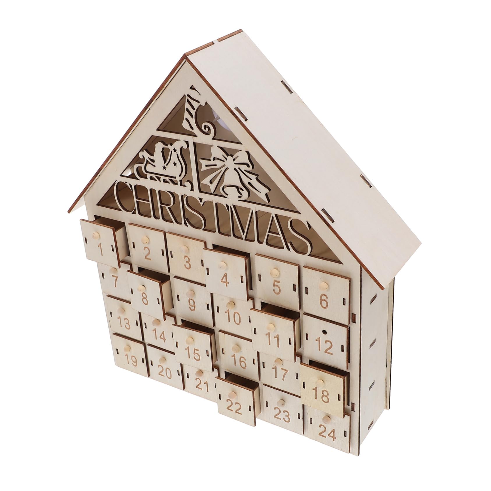 Calendrier de l'Avent bois avec LED maison de Noël à remplir table