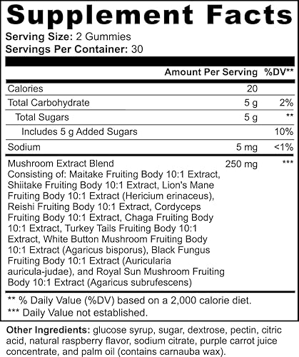 Miniatura 5 de Ultimate Mushroom Complex Gummies  Mezcla de 10 hongos para energía, concentración y rendimiento  Suplemento sin OMG, sin gluten