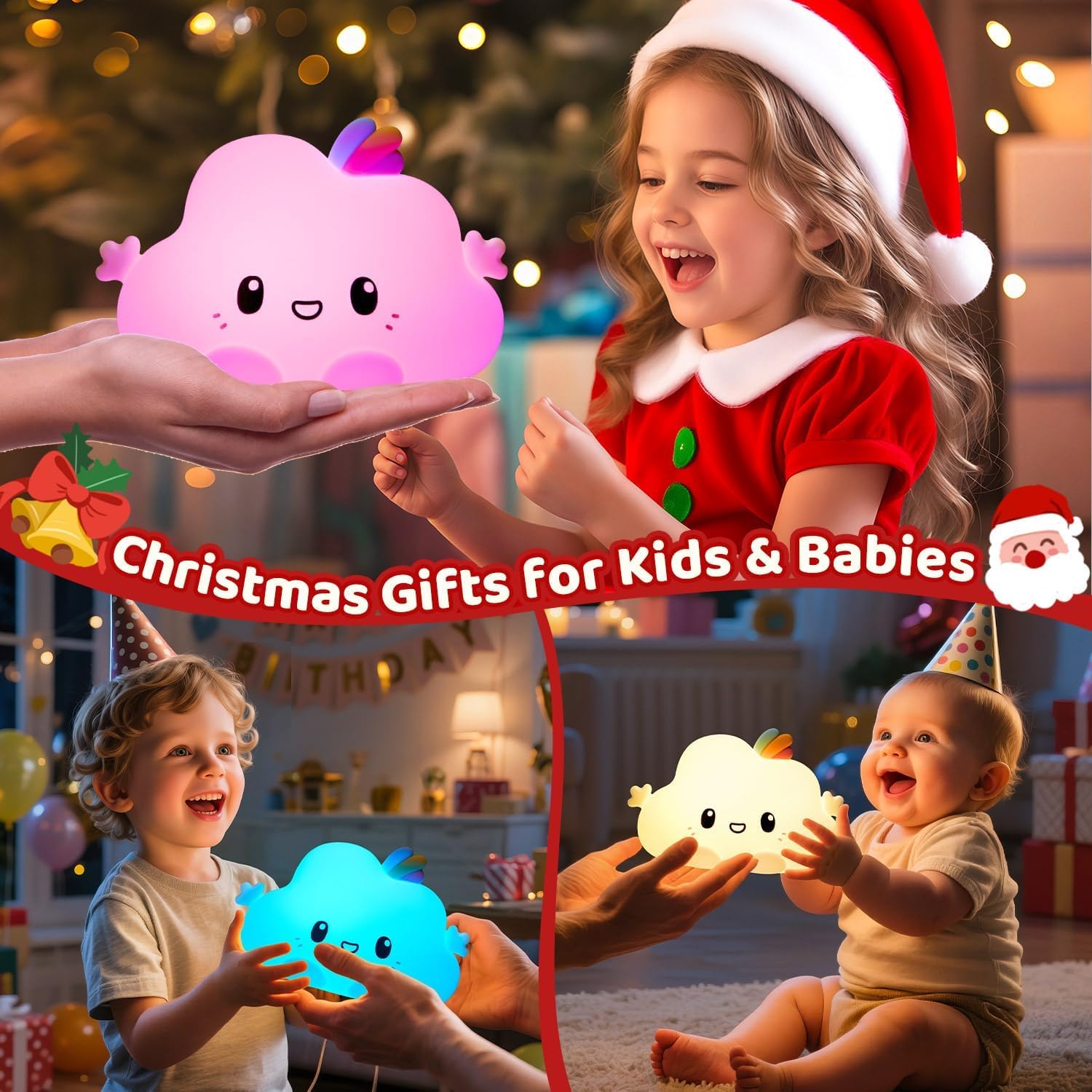 GYAN ECOM GADGETS Little Cloud Silicone Night Light for Kids – Soft Cute Cloud Lamp, USB Rechargeable, Dimmable LED Nursery Light for Baby Room & Bedroom Decor 3