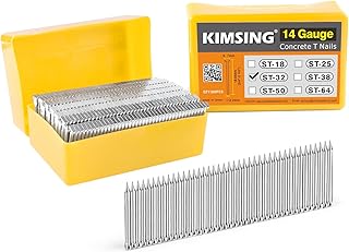 KIMSING 14 Gauge 1-1/4" (32mm) Concrete Nails 800PCS/Box T Nails for Truss Building, Construction Framing and Concrete Nailing