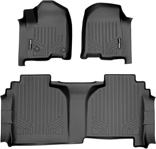 MAXLINER - Juego de alfombrillas personalizadas de 2 filas, color negro, compatible con SilveradoSierra 1500 19-22 cabina doble sin caja de