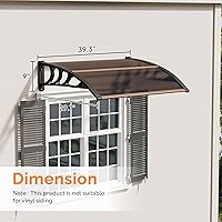 Vista 3 de VINGLI Toldo para Ventana Toldo para Puerta Exterior, 30" x 40" Toldos para Puertas Cubierta de Policarbonato Toldo para Puerta de Patio Protección