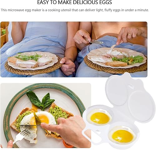 Miniatura 6 de Máquina de huevos para microondas con 2 cavidades utensilios de cocina de grado alimenticio apto para microondas y fácil de cocinar en 45 segundos