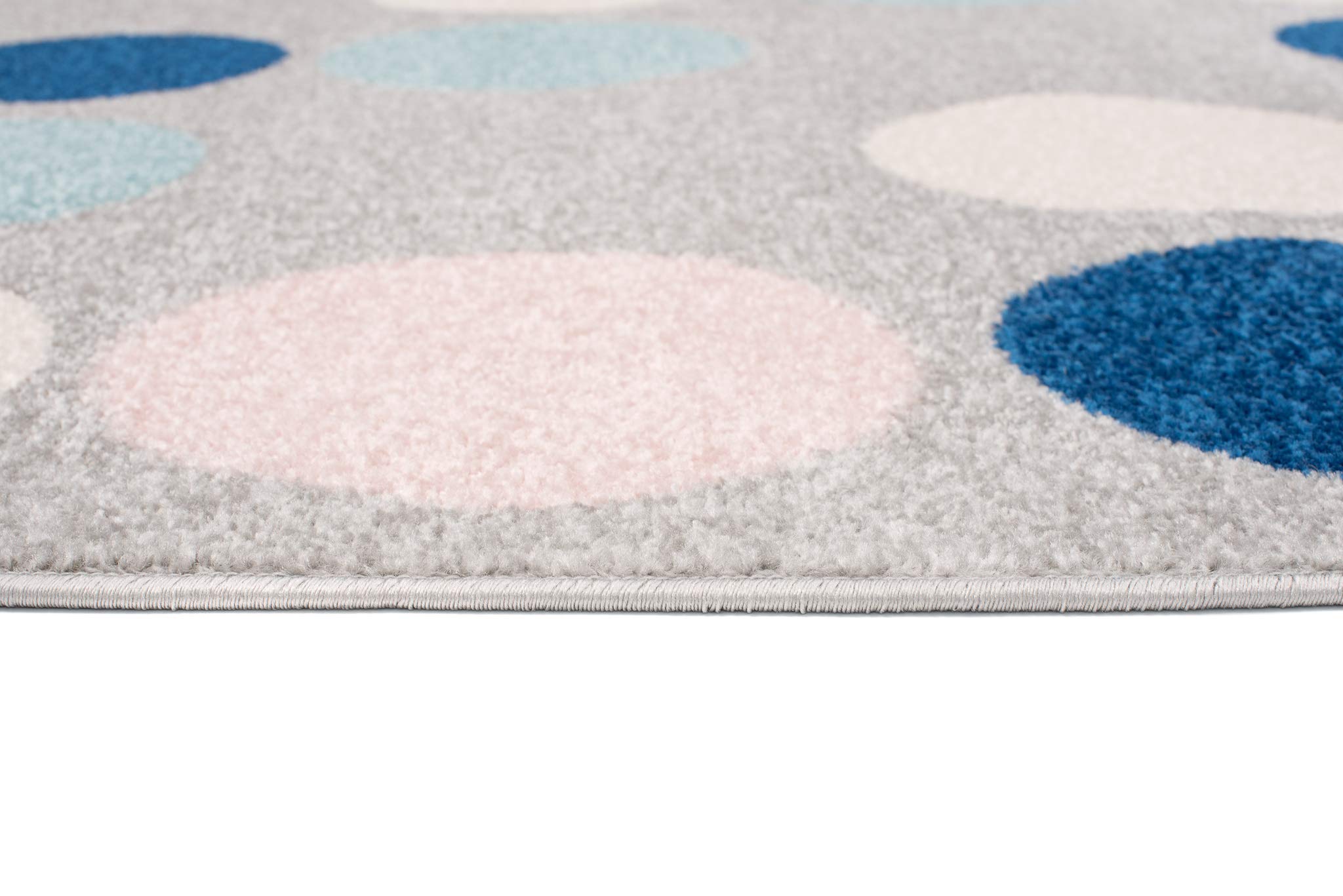 TAPISO Lazur Tapis Chambre Enfant Fille Garçon Bébé Tapis de Jeu Moderne Bleu Rose Gris Crème Noir Géométrique Motif à Pois Poils Courts Oeko-TEX Doux Résistant 120 x 170 cm