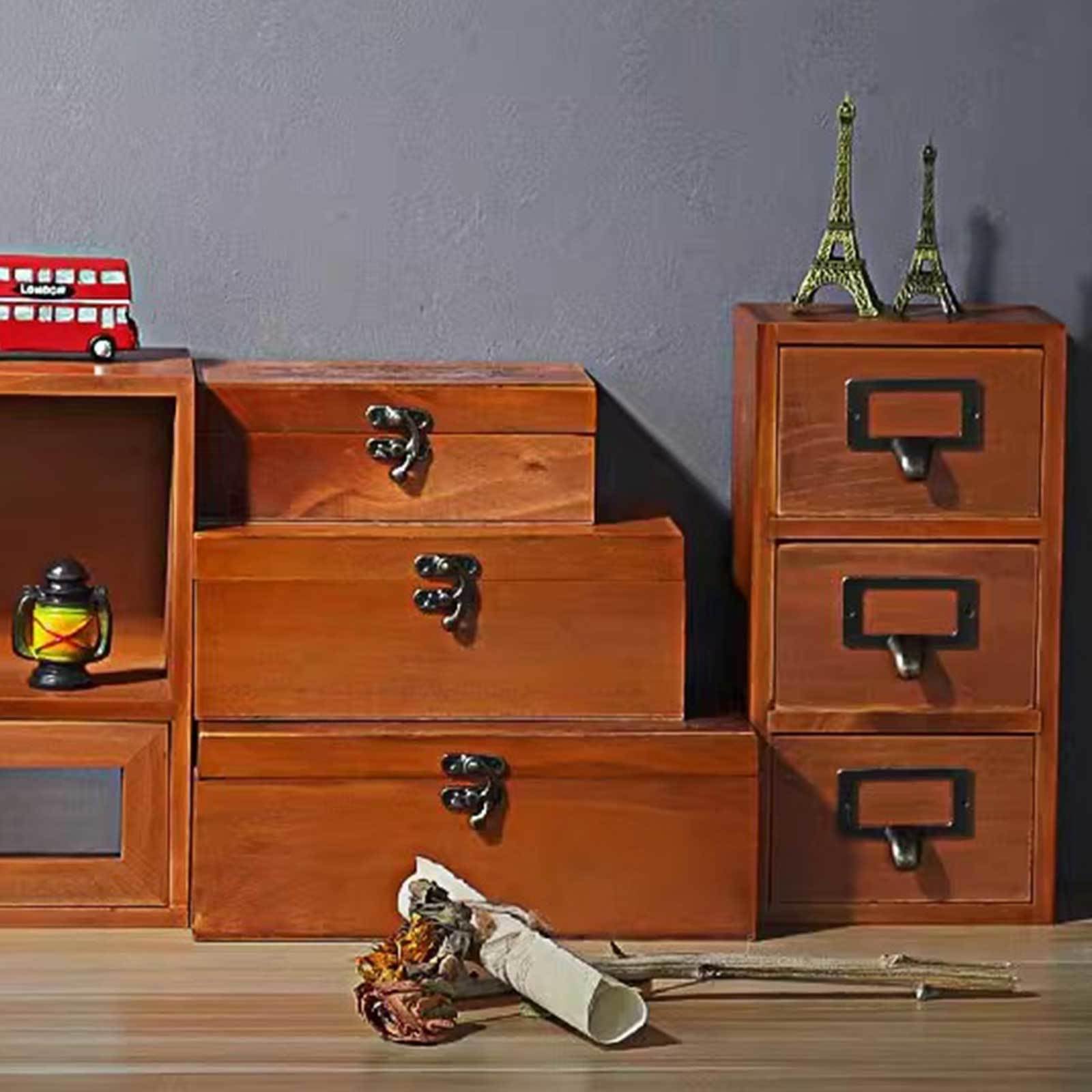 Pudełko na biżuterię, Hand Carved Wooden Multipurpose Jewelry Trinket Storage Organizer Box Multiple Sizes(M)