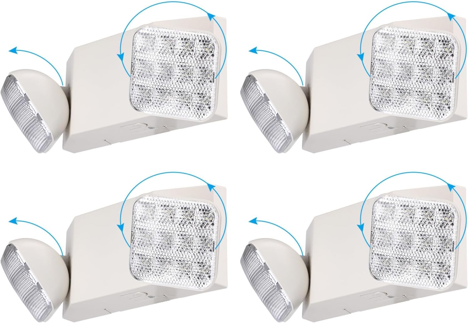 TORCHSTAR LED Emergency Lights, Emergency Lighting with Battery Backup, Dual Heads Adjustable, Lighting Fixtures for Home Power Failure, UL & FCC Listed, AC 120/277V, White, Pack of 4