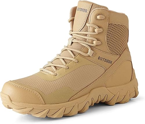 Kervaky Botas tácticas militares para hombre, botas de trabajo ligeras, botas de senderismo