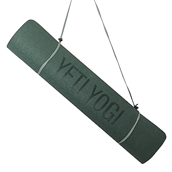 YETI YOGI Premium Yoga Mat with Carrying Strap Anti-Slip, Eco-Friendly, Exercise Mat for Yoga, Fitness & Workouts (Army Green, 6mm) - image, photos