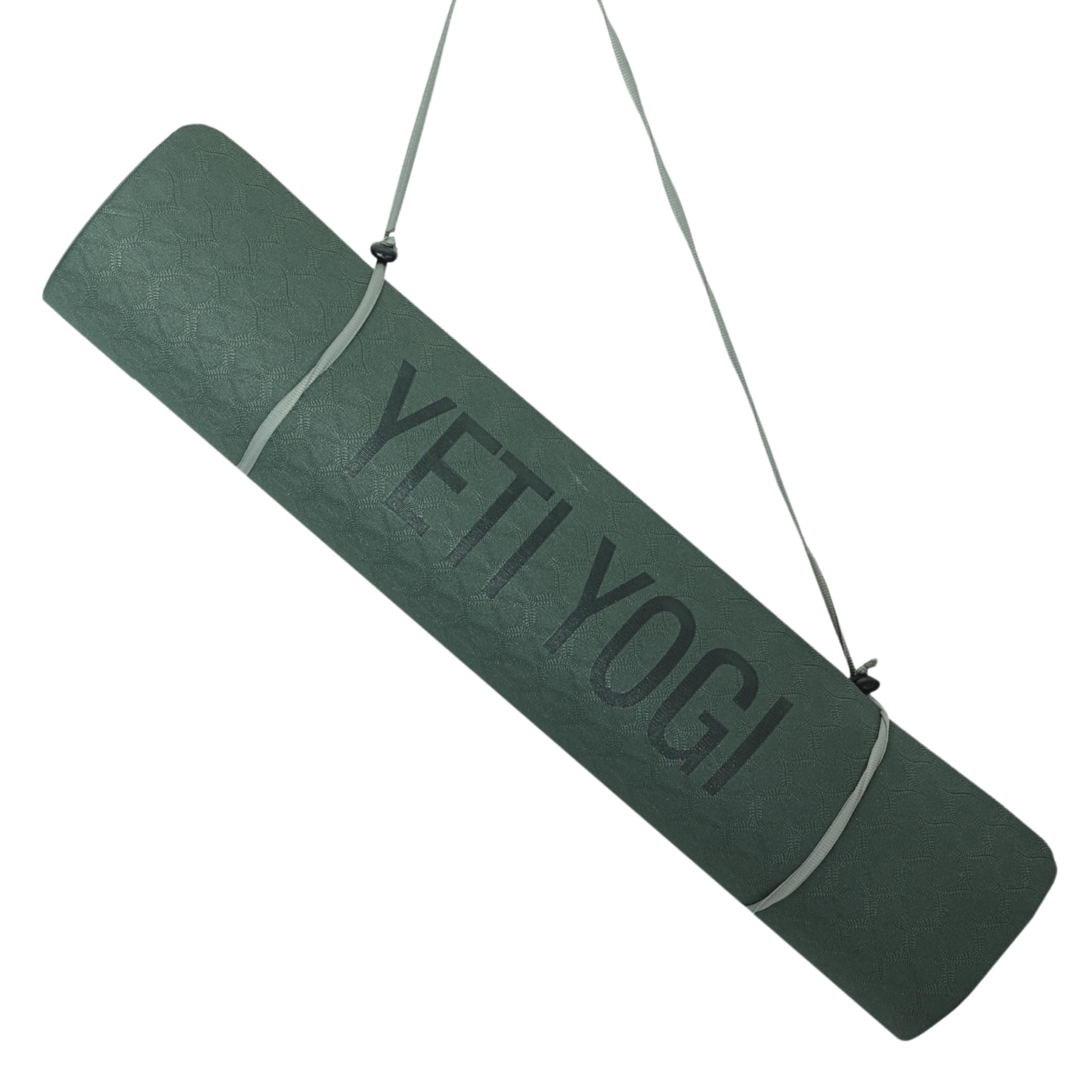 YETI YOGI Yoga Mat 6mm TPE Anti-Slip Exercise Mat, Durable Workout Mat for Yoga, Pilates, Gym, and Home Use - Ideal for Kids, Women, and Beginners (Army Green)