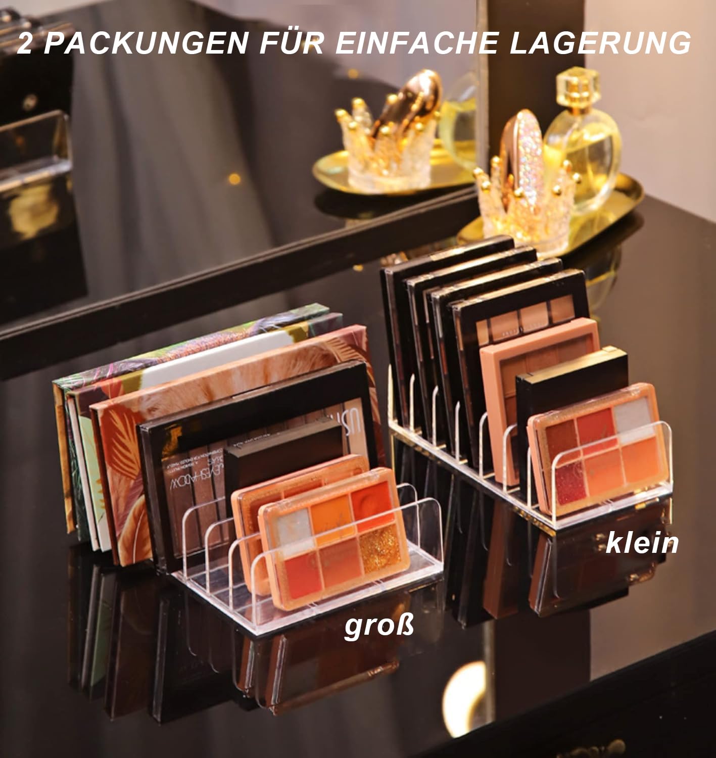Voarge Eyeshadow Organiser, 2 Sizes Dressing Table Organiser, Dressing Table with 7 Compartments, Acrylic, Pallets Make-Up for Storage - Image 3