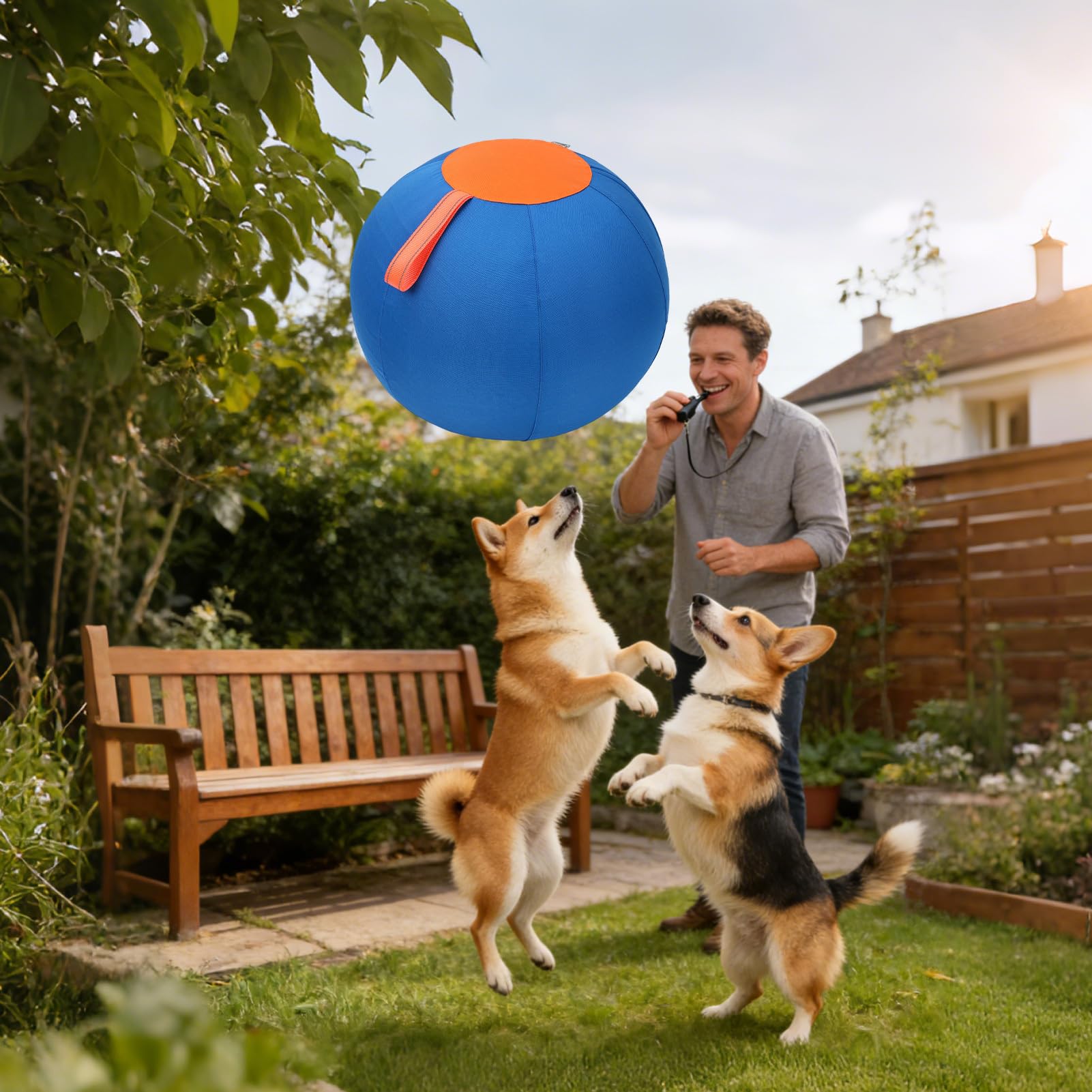 Pelota de pastoreo para Perros Mordedor Inflable para Cachorros | Juguete de ejercicio para cachorros para Jardín, Terraza, Parque, Apartamento, Hogar, Oficina, Refugios y