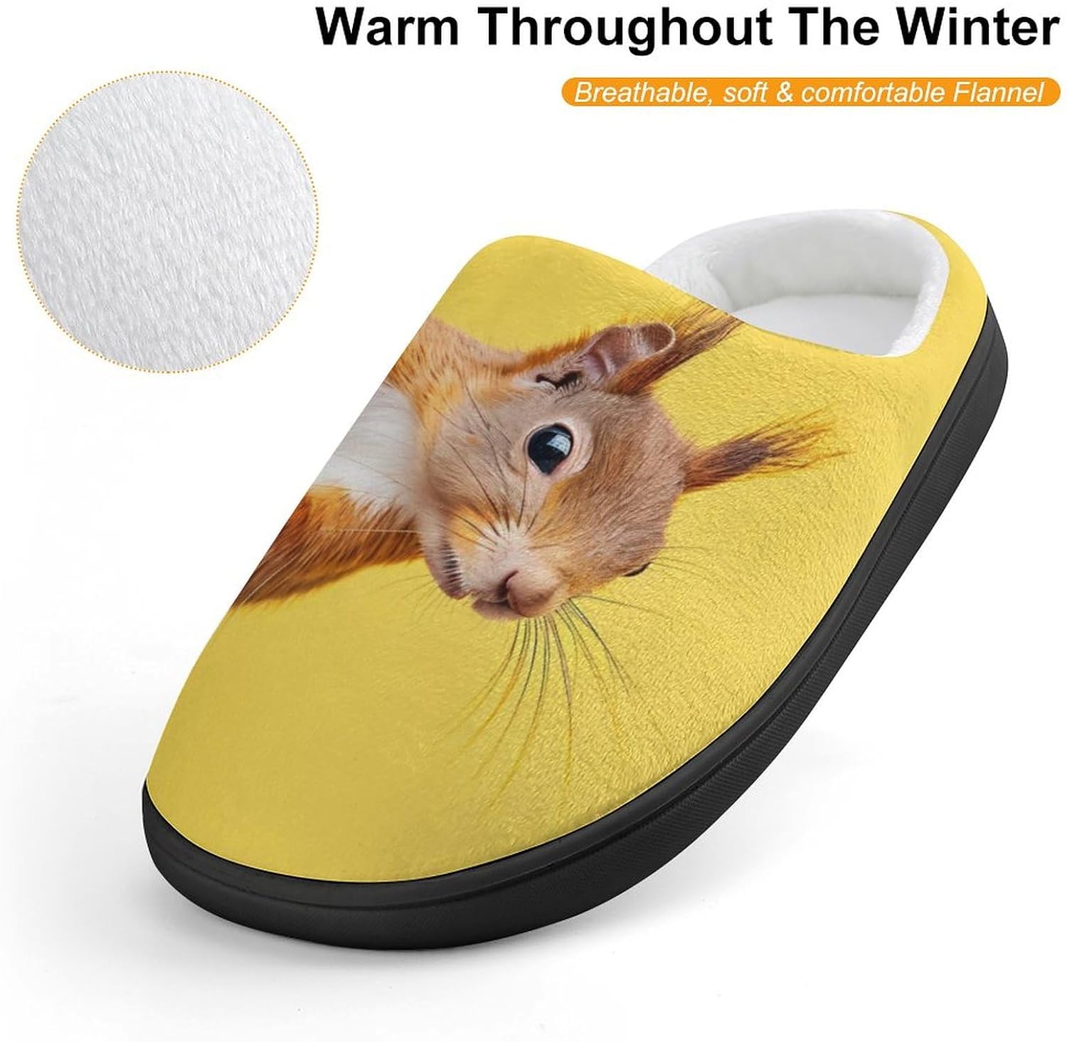 Cute Red Squirrel Peeking From Tree Cute Cotton Slippers Anti-slip House Shoe Slipper Indoor Outdoor