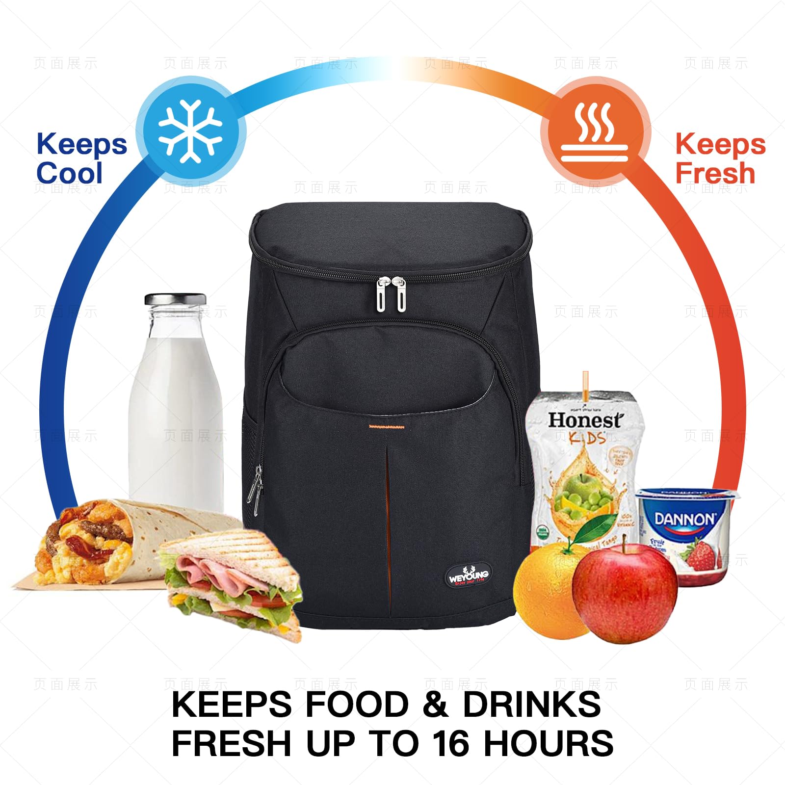 25L Kühl Rucksack Kühlrucksack Kühltasche Picknicktasche Groß Isoliert isolierte Kühltasche für Picknick/BBQs/Camping/Ausflügen/Einkaufen (Blau)