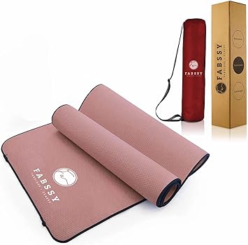 FABSSY 6Mm Anti Skid Yoga Mat For Women With Carry Bag, Yoga Mat For Men With Carry Bag With Stitched Black Border Edges & Holding Grip Elastic (Sexy Maroon + Black Border), Thermoplastic Elastomers