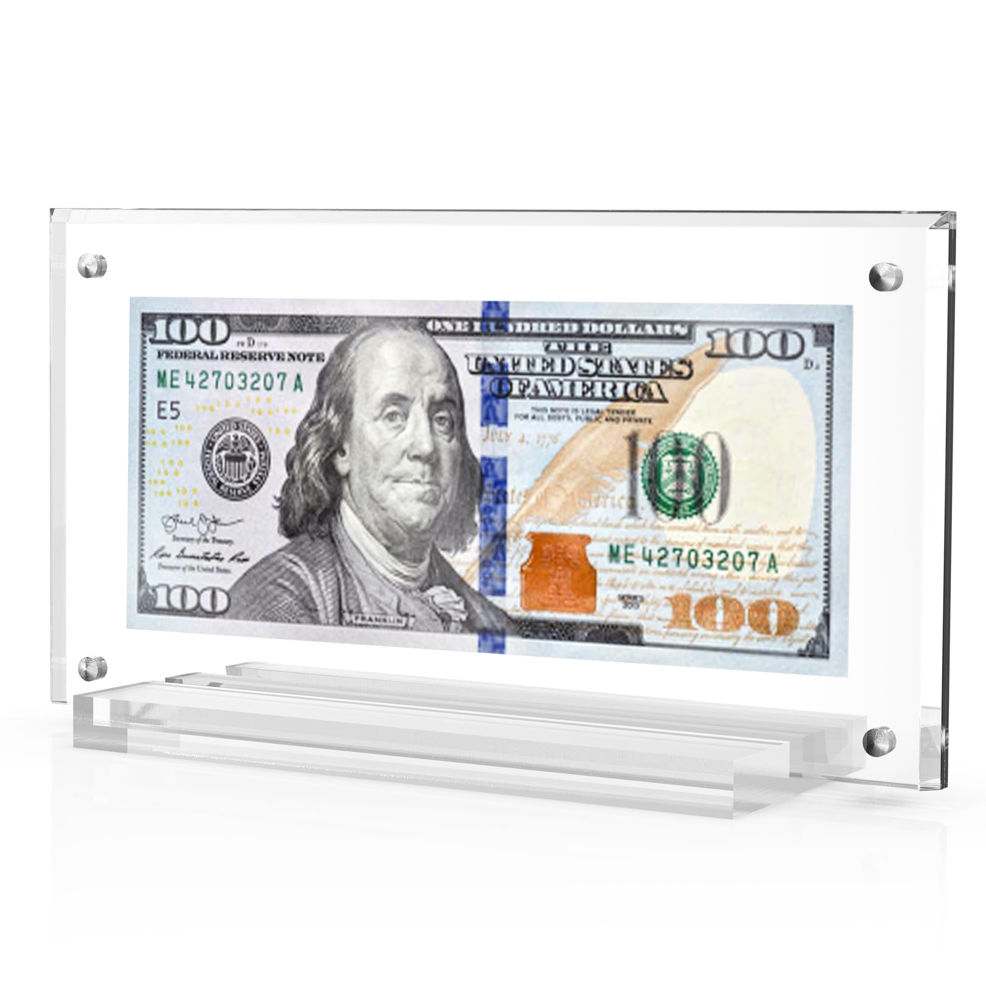 PONNOR Dollar Bill Frame, Acrylic Currency Display Holder Money Frame for Collectors Ticket Protector Photos Display Case, 7.8 * 4.1inch