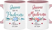 Vista 9 de Padrinos De Bautizo Propuesta Set 2 Tazas Café 11Oz, Quieres Ser Mi Madrina est 2024, Regalo de propuesta de padrinos, Para Niño, Niña, Dios padres