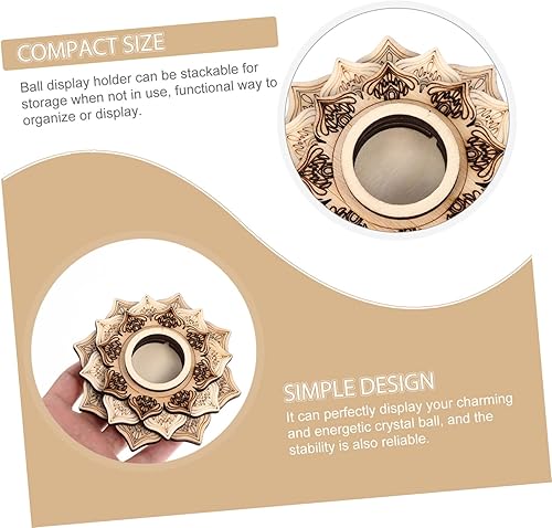 Miniatura 9 de Levemolo Soporte de bola de cristal Base de exhibición de huevo de avestruz Pantalla de cristal Fengshui Soporte de cristal de madera Soporte de