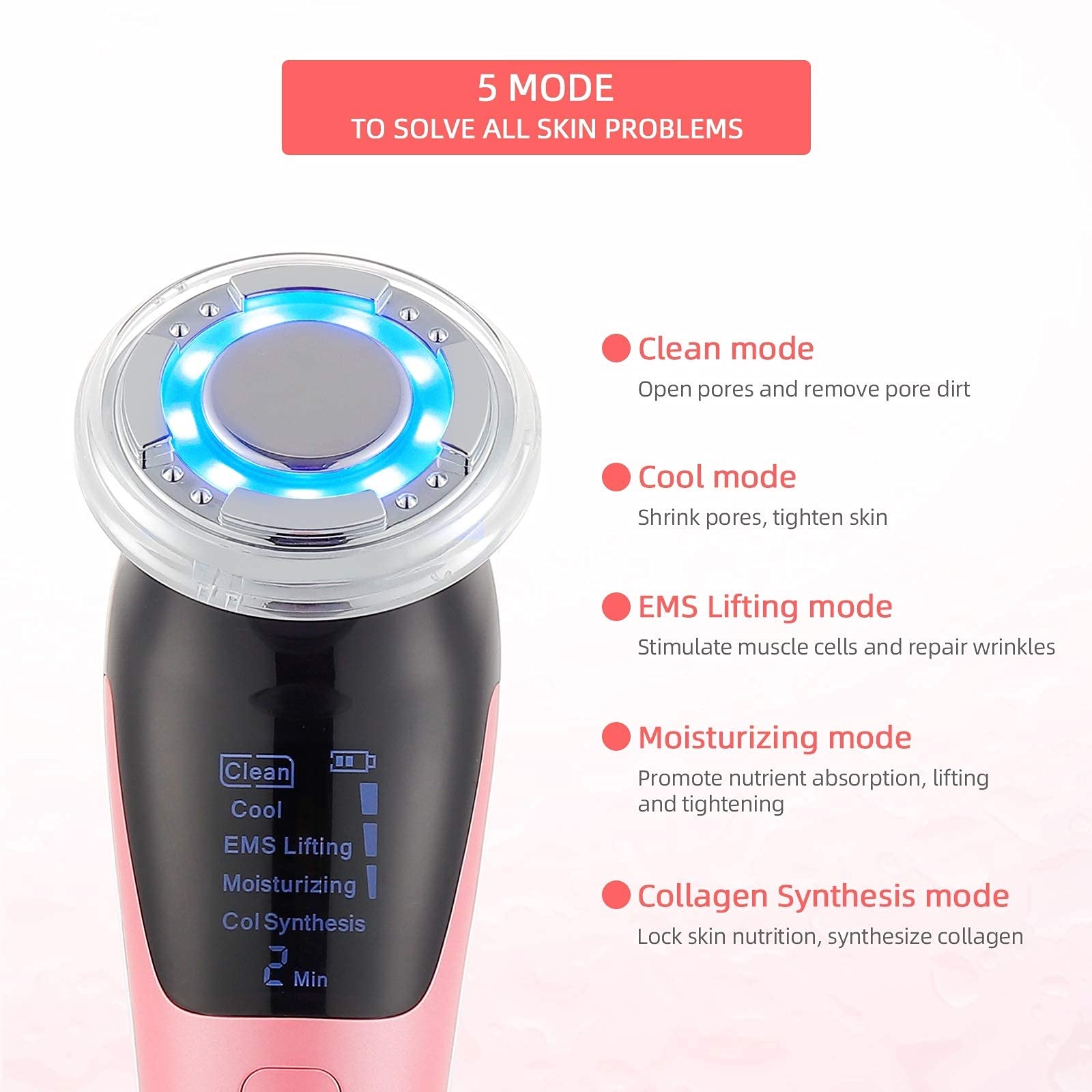 X&Z-XAOY Massaggiatore del Viso con 5 modalità Dispositivo di Bellezza del Sollevamento Viso per La Pelle Antirughe Che Serrando La Pulizia Profonda