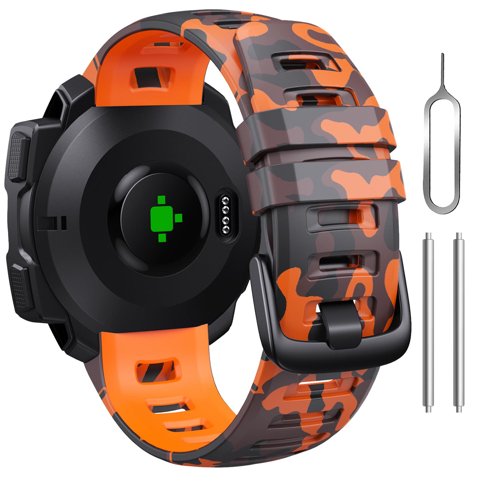 Bandkids 22mm Camouflage Band for Garmin Instinct Watch Bands,Soft Waterproof Silicone Replacement Watch Strap for Garmin Instinct 2 / Instinct Esports/Instinct Solar/Tide/Tactical