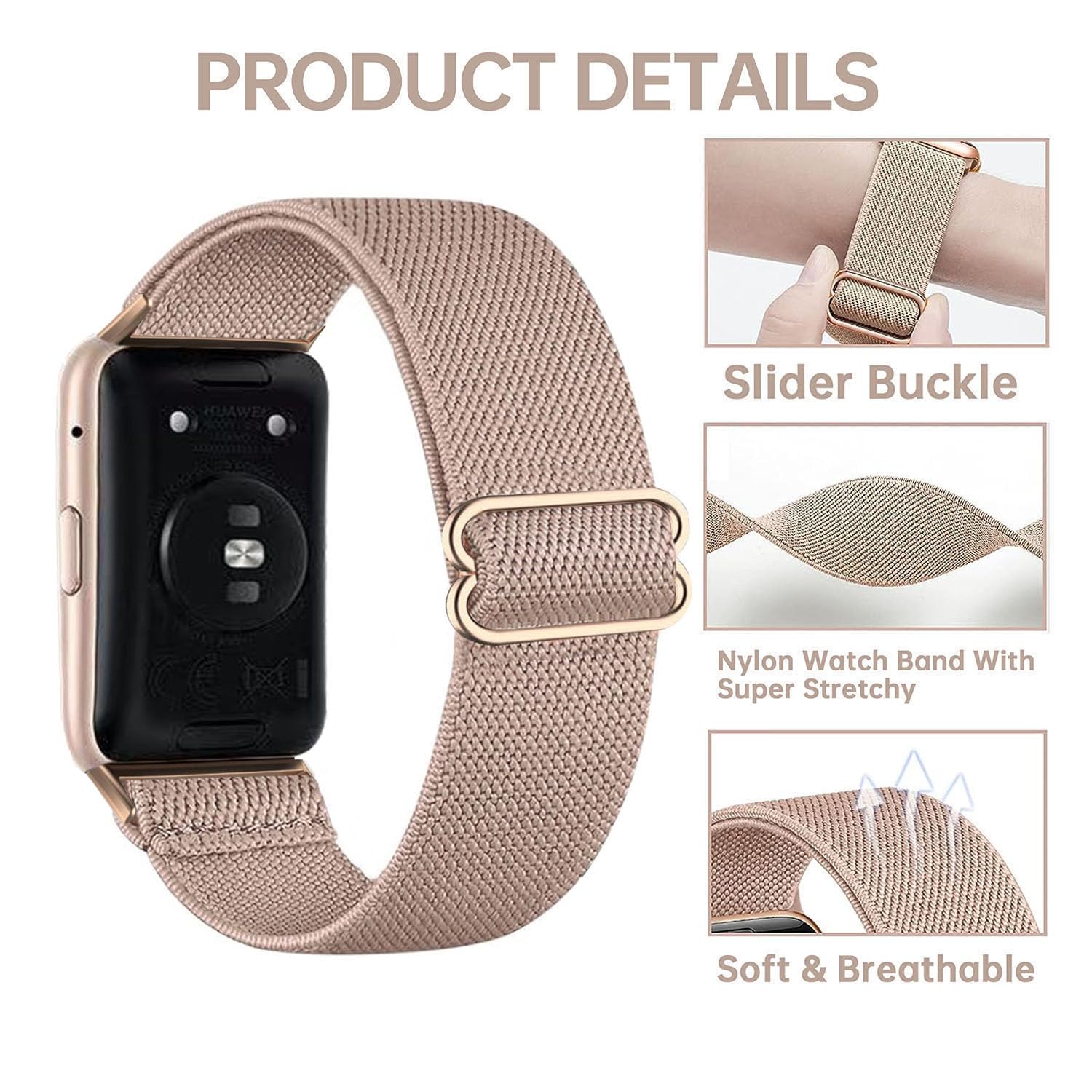 TUCOMO Elastic Nylon Strap Compatible with Huawei Watch Fit 2 Active/Elegant/Classic - Image 4