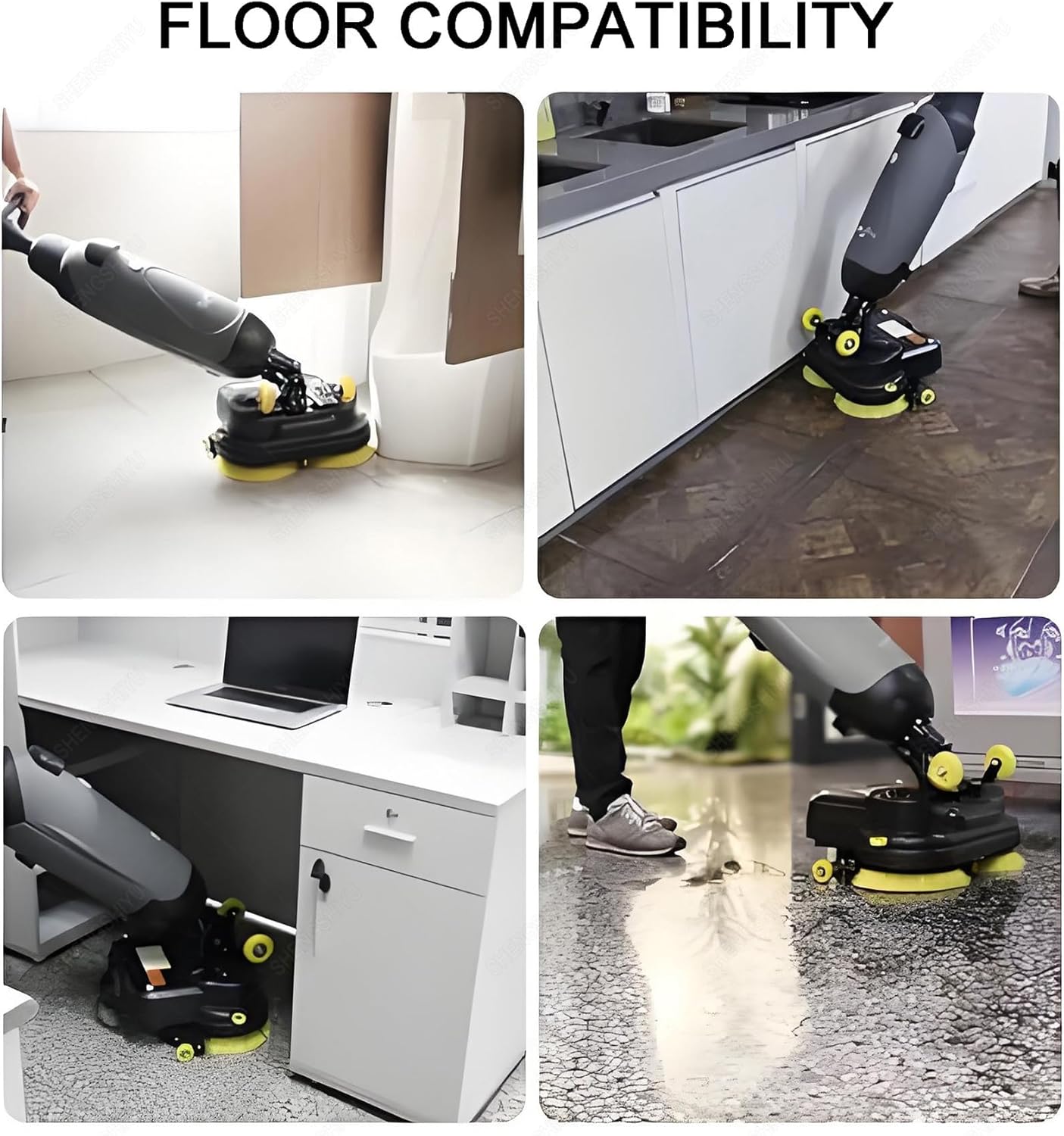 Multi-Functional Floor Buffer Polisher Machine,Commercial Floor Washer,Dual Brush,Cordless Electric Floor Cleaner,Floor Scrubber Machine for Home and Commercial Spaces Grey