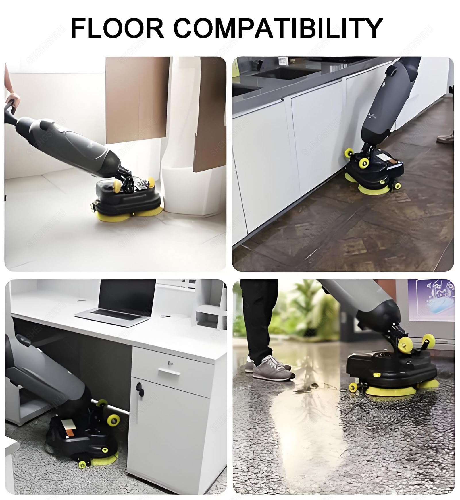 Lavasciuga Pavimenti Professionale con Pista di Pulizia da 43cm,Lucidatrice E Pulitrice per Pavimenti Multifunzione,Pulizia Profonda di Piastrelle,Pavimenti in Legno Grey