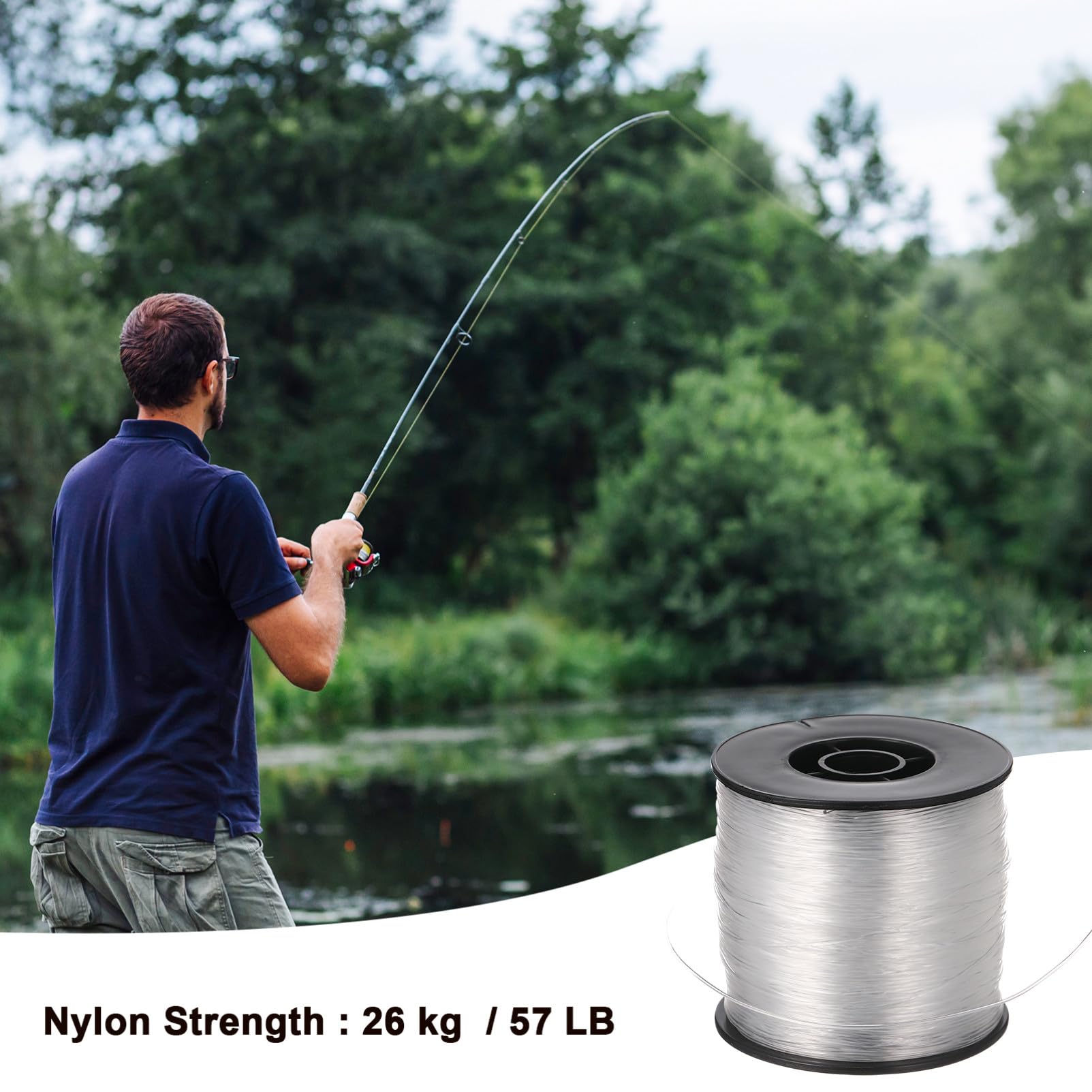 5 Juegos Hilo de Nylon Transparente con Manguitos de Engarce Línea Invisible Resistente para Pesca Decoraciones Colgantes y Manualidades