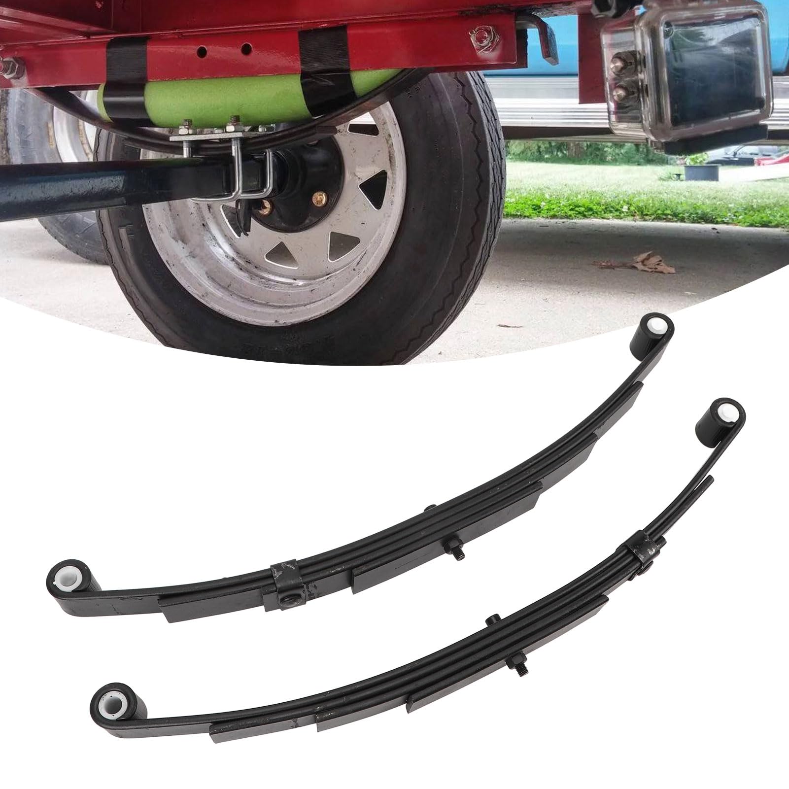 Leapiture 3500lbs Single Trailer Axle Suspension Kit Metal 4 Leaf Spring U Bolt Hanger Kit Leaf Spring Hanger Kit