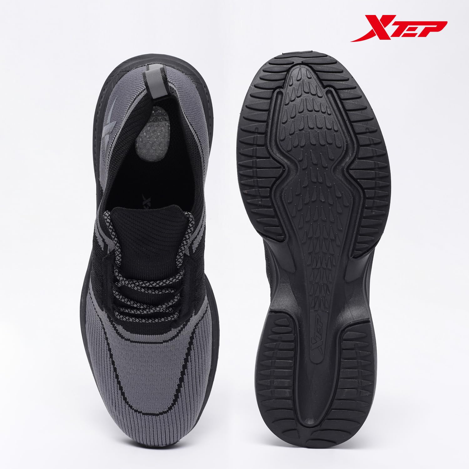 XTEP Grey & Black Walking Shoes for Men Euro 40 4