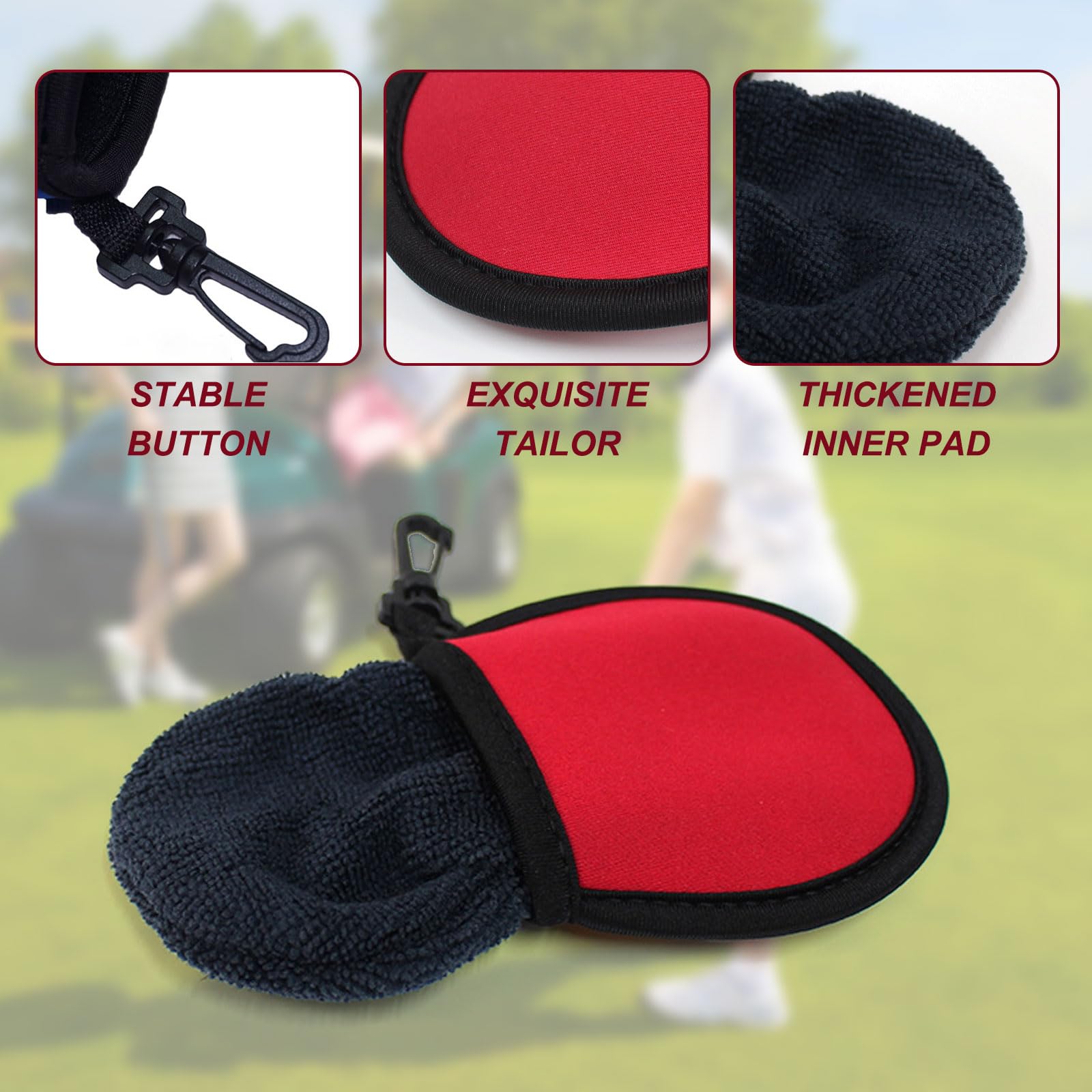 FUIPVGI 6 sacchetti pulizia palline golf con clip appendiabiti borsa riporre palline